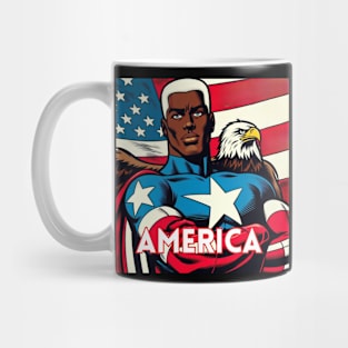 America Black Comic Book Superhero Patriotic USA July 4 Mug